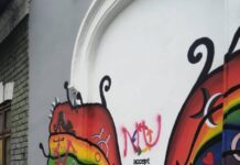 Zvastica desenată pe muralul asociației Accept. Oamenii lui George Simion, bănuiți