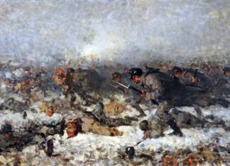 9 Mai – Ziua Independenţei de Stat a României Atacul de la Smârdan, oil on canvas, 75.5x142cm, Muzeul Naţional de Artă din Bucureşti