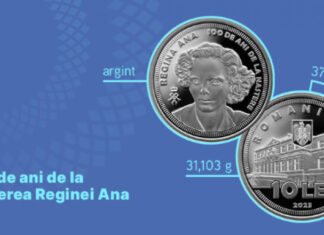 Monedă de argint lansată de BNR pentru marcarea a 100 de ani de la naşterea Reginei Ana Moneda regina Ana