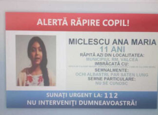 Alertă pentru răpirea unui copil, emisă de Poliţia Română Miclescu Ana Maria